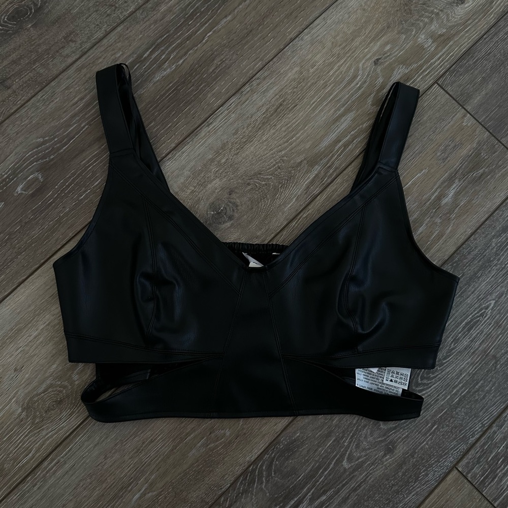 black leather zara bra